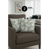 Senpai Chevron Bohem Dekoratif Punch Yastık Kırlent Kılıfı 2 Adet | 45x45 Zen Dalga İndigo