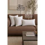 Senpai Chevron Bohem Dekoratif Punch Yastık Kırlent Kılıfı | 30X50 Krem - 30 x 50 cm