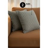 Senpai Chevron Bohem Dekoratif Punch Yastık Kırlent Kılıfı | 45X45 Antrasit - 45 x 45 cm