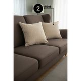 Senpai Chevron Bohem Dekoratif Punch Yastık Kırlent Kılıfı | 45X45 Bej - 45 x 45 cm