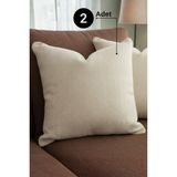 Senpai Chevron Bohem Dekoratif Punch Yastık Kırlent Kılıfı | 45X45 Krem - 45 x 45 cm