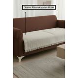 Senpai NaturaLux Pamuklu Bohem Koltuk Oturma Yerini Kapatan Çekyat Berjer Örtüsü Şalı | 100x210 Krem - 100 x 200 cm
