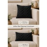 Senpai Wellsoft Dekoratif Kırlent Kılıfı 45X45 ve 30X50 Peluş Koltuk Kanepe Yastık Kılıfı | Antrasit - 45 x 45 cm - Antrasit - Gri