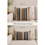 Senpai Wellsoft Dekoratif Kırlent Kılıfı 45x45 ve 30x50 Peluş Koltuk Kanepe Yastık Kılıfı | Çizgili