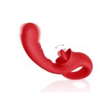 Sens 2in1 Klitoris ve G Spot Uyarıcı Hareketli Orgazm Dil Vibratör - 10 Titreşim ve Mod, Su Geçirmez , USB Şarjlı, Tıbbi Silikon, Çift Uyarı, Gerçekçi Dil Hareketi, Şık ve Taşınabilir Red Vibrator