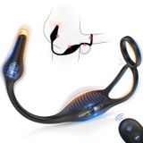 Sens Çift Penis Halkalı Titreşimli Prostat Masaj Aleti ve Anal Plug Vibratör - 4'ü 1 Arada, Testis ve Perine Uyarıcı, USB Şarj Edilebilir, Su Geçirmez, Esnek Silikon Erkek Anal Tıkaç Seks Oyuncağı