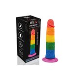 Sens Dildo 18.5 CM - Gökkuşağı Renkli Ultra Realistik Silikon Yapay Penis Testissiz, Tıbbi Sınıf, Güçlü Vantuz, Su Geçirmez, Ergonomik ve Şık Tasarım, LGBT, Eğilip Bükülebilen Özel Koleksiyon Dildo