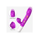 Sens Erotik Shop Usb Şarjlı, 42° Akıllı Isıtmalı, Aynı Anda G Nokta Uyarıcı 4 CM İleri Geri Hareketli ve Klitoris Uyarıcı Dil Yalama Hareketli, Çift Motorlu ve Güçlü Titreşimli 4in1 Dildo Vibratör