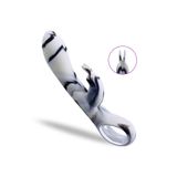 Sens Erotik Shop Usb Şarjlı,Kolay Kullanım İçin Tutma Aparatlı,Aynı Anda G Nokta ve Klitoris Uyarıcı,Çift Titreşim Motorlu,10 Titreşim Modlu 2in1 Rabbit Vibratör - Sessiz,Su Geçirmez,Siyah-Beyaz Renk