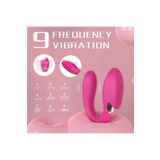 Sens Pembe Renkli, Şarjlı Kumandalı Eğilebilir G-Spot ve Klitoris Emiş Uyarıcı 2in1 U Tipi Çift Vibratör, 9 Titreşim ve Emiş Modu, USB Şarjlı, IPX7 Su Geçirmez, Kablosuz Kumanda, Sessiz U Vibratör