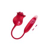 Sens Şarjlı 2in1 Klitoris Uyarıcı Gül Vibratör - 9 İleri Geri Hareket + 9 Dil Hareketi, USB Şarjlı, Kablosuz Uzaktan Kumanda, Su Geçirmez, Tıbbi Silikon, Kadınlar İçin Seks Oyuncağı, Düşük Gürültü