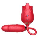 Sens Unmate Rose Tongue - USB Manyetik Şarjlı İleri Geri Hareketli G Bölge Uyarıcı ve Dil Yalama Hareketli Klitoris Uyarıcı Gül Şeklinde Teleskopik Vibratör - Aynı Anda Uyarım İçin Uzun Bağlantı