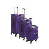 SENSAMITE Mor Kabin (KÜÇÜK) Orta Ve Büyük Boy 3'lü Carry-on Ultra Hafif Lüks Kumaş Valiz Seti