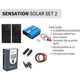 Sensation Solar Set Paket 2 Karavan, Bağ Evi Monokristal Güneş Paneli-mppt-inverter Tam Sinüs