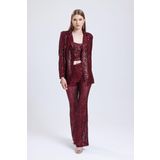 Sense Astarlı Gizli Fermuarlı Pul Payet Pantolon | Pnt32488 Bordo