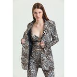 Sense Astarlı Önü Düğmeli Leopar Kadife Abiye Ceket | CKT34573 - 36