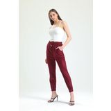 Sense Beli Ve Paçaları Lastikli Süet Pantolon | Pnt33895 Bordo