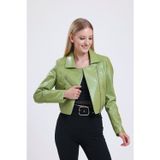 Sense Fermuar Detaylı Sunı Deri Motorcu Montu Olive Ckt34499Ckt34499