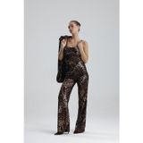 Sense Geniş Paçalı Payet Pantolon | Pnt32440 Siyah Bronz Leopar