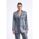 Sense Ici Astarlı Leopar Desenli Abiye Pul Payet Ceket | Ckt34264 Siyah Gümüş Leopar - 36 - Siyah - Gümüş