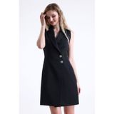 Sense Kadın Kolsuz Uzun Ceket | CKT35288 İçi Astarlı Gündüz Gece Kullanıma Uygun Polyester - 36 - Siyah