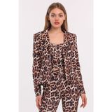 Sense Leopar Desen Ceket | Ckt31787yn Siyah Ekru Kahve Leopar