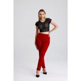 Sense Süs Metal Fermuar Cepli Twin Krep Pantolon | Pnt32348 Bordo