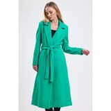 Sense Yırtmaç Detaylı Kuşaklı Uzun Kaşe Kaban | KBN34637 Yesıl - 38 - Yeşil