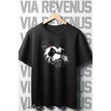 Sensei Panda Baskılı Oversize Geniş Kalıp Bisiklet Yaka Siyah Tshirt - XL