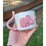 Senseoftouch Fil Fincan Kupa El Yapımı Seramik - Pembe