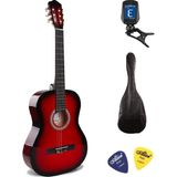 Şenses 4/4 Tamboy Klasik Gitar Seti (Gitar-Akort Cihazı-Kılıf-Pena) - Kırmızı - Kırmızı - Siyah