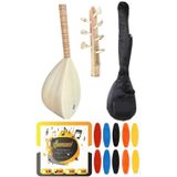şenses müzik market 38 Tekne Ihlamur Ağacı Karahan Uzun Sap Bağlama - Kılıf - Tel - Tezene 4'lü Set