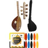 Şenses Müzik Market 40 Tekne Ithal Kapak Klavyeli Pro Uzun Sap Bağlama - Petli Kılıf - Tel - Tezene 4'Lü Set