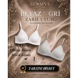 Sensiva Lingerie 2 ' Li Alıştırma Sütyeni Balen Telsiz Soft Bra -Ilk Sütyenim 2 ' Li Paket - 80A - Beyaz - Gri