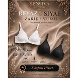 Sensiva Lingerie 2 ' Li Alıştırma Sütyeni Balen Telsiz Soft Bra -Ilk Sütyenim 2 ' Li Paket - 80A - Siyah - Gri