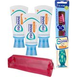 Sensodyne Promine Çocuk Diş Macunu 50ML x 3 Adet +Promine 6 Yaş ve Üzeri Çocuklar Için Yumuşak Diş Fırçası Pembe + Çanta