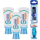 Sensodyne Promine Çocuk Diş Macunu 50ML x 3 Adet +Promine 6 Yaş ve Üzeri Çocuklar Için Yumuşak Diş Fırçası Siyah