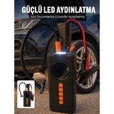 Senson 10000MAH Şarjlı Araç Kompresörü Akü Takviye Cihazı Powerbank Özellikli Dijital Lastik Şişirme Pompası - Lisinya