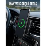 Senson 15W Hızlı Şarj Destekli Manyetik Araç Telefon Tutucu Kablosuz Araç Şarj Standı - Lisinya