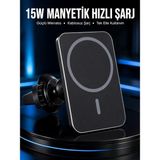 Senson 15W Manyetik Araç Içi Kablosuz Şarj Cihazı Magsafe Uyumlu Telefon Tutucu - Lisinya