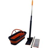 Senson Kendinden Sıkmalı Katlanır - Tekerli Kovalı Mop Seti Yedek BEZLİ360° BAŞLIK=11.5X41CM- SAP:130CM (5224)