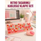 Senson Renkli Retro Tuş Takımlı Klavye – 3 Cihaz Bağlantısı, Medya Kısayol Tuşları Yeni Nesil - Lisinya