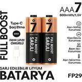 Senson Type-C Şarjlı 800MWH 1.5V Şarj Edilebilir 2’li Aaa Ince Pil - Lityum Iyon Batarya
