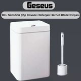 Sensörlü Çöp Kovası Plastik 18 Litre+Deterjan Hazneli Silikon Klozet Fırçası