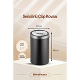 Sensörlü Çöp Kovası USB Şarjlı 22 Lt