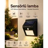 Sensörlü, Güneş Enerjili Led Duvar Lambası Bahçe Ve Balkon Aydınlatma