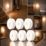 Sensörlü LED Lamba Seti – USB Şarjlı Hareket Sensörlü Gece Lambası, 3 Işık Modlu Manyetik Kablosuz Aydınlatma, Dolap, Merdiven, Yatak Odası ve Banyo İçin (6'lı Paket)