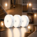 Sensörlü LED Lamba Seti – USB Şarjlı Hareket Sensörlü Gece Lambası, Manyetik Kablosuz Aydınlatma, Dolap, Merdiven, Yatak Odası ve Banyo İçin (3'lü Paket)