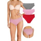 Sensu Kadın Bambu Kumaş Beli Dantelli Slip Külot 3'Lü Paket Set Kts1093,Model2 S