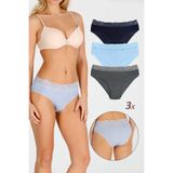Sensu Kadın Bambu Kumaş Beli Dantelli Slip Külot 3'Lü Paket Set Kts1094,Model3 L